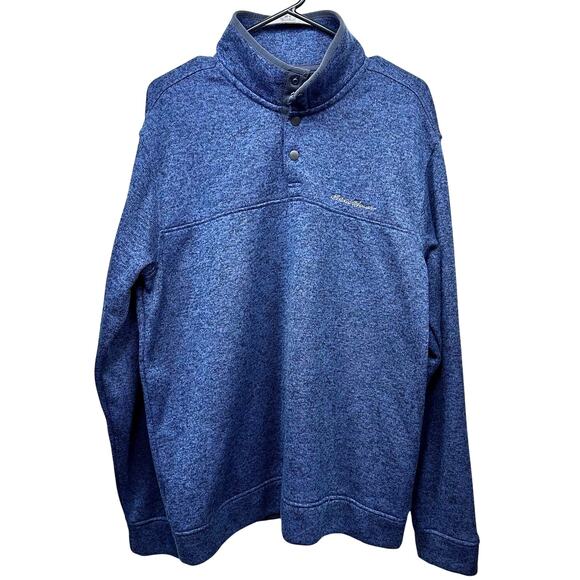 Eddie Bauer xl Men Sweatshirt pullover 1/4 snap mock neck fleece navy blue layer - Picture 1 of 8